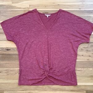 Juicy Couture V-Neck Drop Shoulder Short Sleeve Blouse Maroon Women’s M